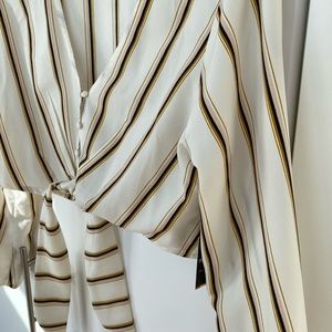 Forever 21 Button & Tye Striped Blouse